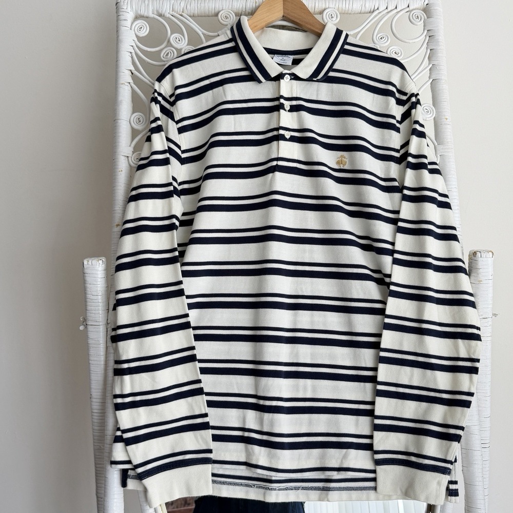 Brooks Brothers Polo Shirt Mens XL Striped Long Sleeve Rugby Preppy Nautical